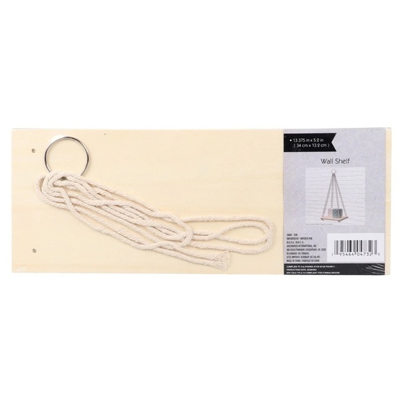NWT 2 Wood Decorative Hanging Wall Shelves with Rope - Picture 3 of 4